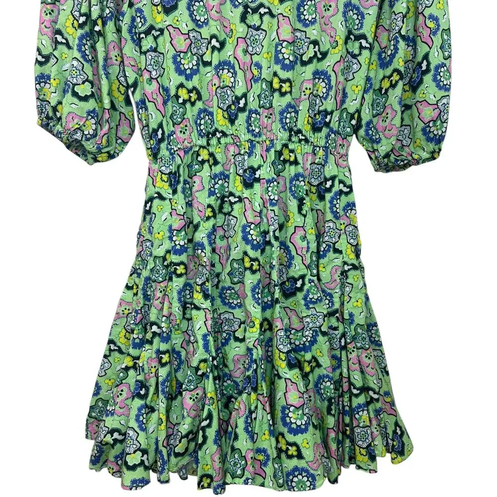 Rhode Women's 'Molly' Mini Dress Mosaic Floral Grass Flowy Open-Back Green Small - Picture 6 of 13